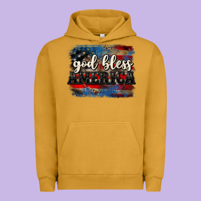 God Bless America  4th Of July Urban Hoodie Designed By Cowgirlartshop