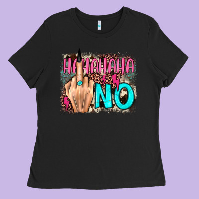 Hahahaha No Leopard Cowhide Ladies Tee Designed By Jahusdesignshop
