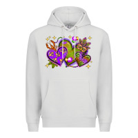 Dove Grey Mardi Gras hearts Premium Hoodie - NancyCooperArtShop