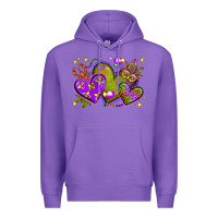 Purple Mardi Gras hearts Premium Hoodie - NancyCooperArtShop