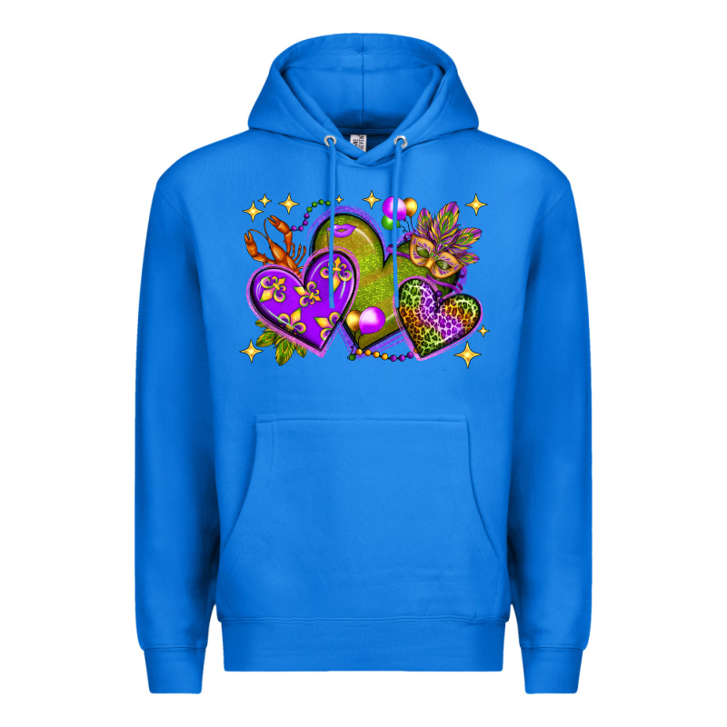 Mardi Gras Hearts Premium Hoodie by NancyCooperArtShop | Teevron