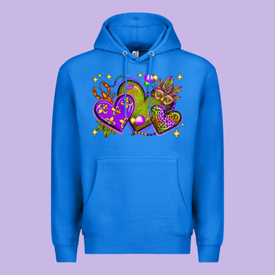 Mardi Gras Hearts Premium Hoodie Designed By Nancycooperartshop
