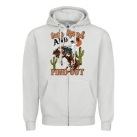 Dove Grey buck around and find out rodeo cowboy Zipper Hoodie - MaliasSmallBusiness