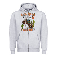 Heather Grey buck around and find out rodeo cowboy Zipper Hoodie - MaliasSmallBusiness