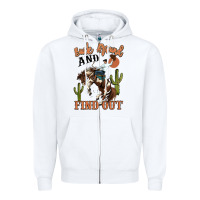 White buck around and find out rodeo cowboy Zipper Hoodie - MaliasSmallBusiness