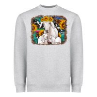 Heather Grey goat family with sunflowers western serape turquoise background Heavyweight Sweatshirt - Artiststas