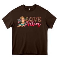 Chocolate Brown love vibes cupid Heavy Core Tee - RanaPortraitStore