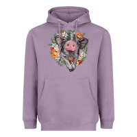 Lavender baby pig floral wreath Heavyweight Hoodie - BarkalooDesign