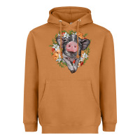 Meerkat baby pig floral wreath Heavyweight Hoodie - BarkalooDesign
