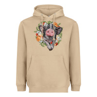 Mushroom baby pig floral wreath Heavyweight Hoodie - BarkalooDesign
