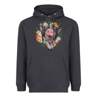 Smoke baby pig floral wreath Heavyweight Hoodie - BarkalooDesign