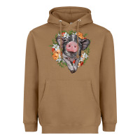 Toasted Coconut baby pig floral wreath Heavyweight Hoodie - BarkalooDesign