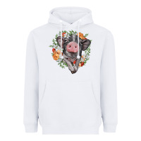 White baby pig floral wreath Heavyweight Hoodie - BarkalooDesign