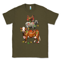 Army Green Christmas cow sheep and chicken Classic Tee - LillyAllenDesigns