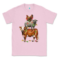 Bubblegum Pink Christmas cow sheep and chicken Classic Tee - LillyAllenDesigns