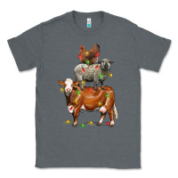 Charcoal Heather Christmas cow sheep and chicken Classic Tee - LillyAllenDesigns