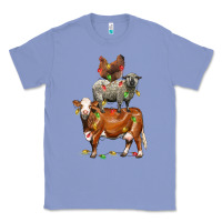 Colony Blue Christmas cow sheep and chicken Classic Tee - LillyAllenDesigns