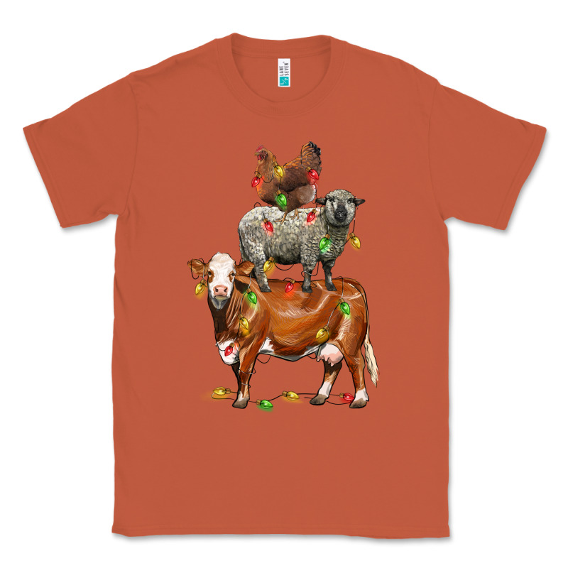 Christmas Cow Sheep And Chicken Classic Tee by LillyAllenDesigns | Teevron