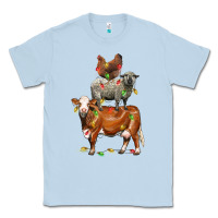Dusty Blue Christmas cow sheep and chicken Classic Tee - LillyAllenDesigns