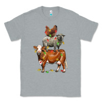 Heather Grey Christmas cow sheep and chicken Classic Tee - LillyAllenDesigns