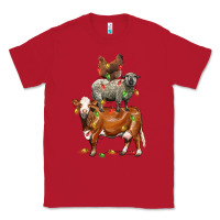 Red Christmas cow sheep and chicken Classic Tee - LillyAllenDesigns