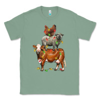 Sage Christmas cow sheep and chicken Classic Tee - LillyAllenDesigns
