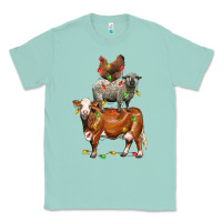 Seafoam Christmas cow sheep and chicken Classic Tee - LillyAllenDesigns