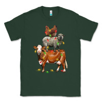 Sports Green Christmas cow sheep and chicken Classic Tee - LillyAllenDesigns