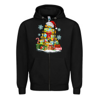 Black christmas tree with school bus Zipper Hoodie - MaliasSmallBusiness