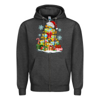 Charcoal Heather christmas tree with school bus Zipper Hoodie - MaliasSmallBusiness
