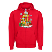 Red christmas tree with school bus Zipper Hoodie - MaliasSmallBusiness
