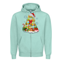 Seafoam christmas tree with school bus Zipper Hoodie - MaliasSmallBusiness
