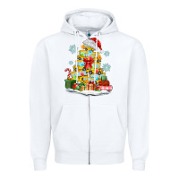 White christmas tree with school bus Zipper Hoodie - MaliasSmallBusiness