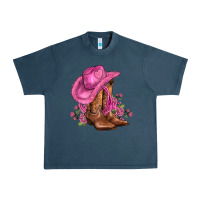 Midnight Navy valentines day boots cowgirl hat and roses Urban Heavy Tee - AdoDesignShop