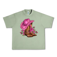 Oil Green valentines day boots cowgirl hat and roses Urban Heavy Tee - AdoDesignShop
