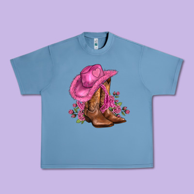 Valentines Day Boots Cowgirl Hat And Roses Urban Heavy Tee Designed By Adodesignshop