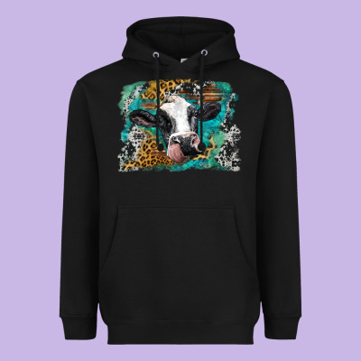 Holstein Cow Leopard And Western Background Heavyweight Hoodie Designed By Barkaloodesign