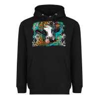 Black holstein cow leopard and western background Heavyweight Hoodie - BarkalooDesign