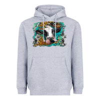 Heather Grey holstein cow leopard and western background Heavyweight Hoodie - BarkalooDesign