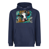Navy holstein cow leopard and western background Heavyweight Hoodie - BarkalooDesign