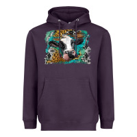 Plum holstein cow leopard and western background Heavyweight Hoodie - BarkalooDesign