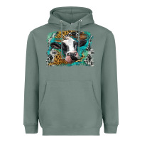 Sage holstein cow leopard and western background Heavyweight Hoodie - BarkalooDesign