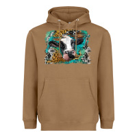 Toasted Coconut holstein cow leopard and western background Heavyweight Hoodie - BarkalooDesign