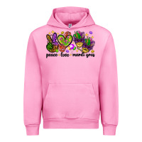 Fuchsia Pink Peace Love Mardi Gras Urban Hoodie - HowdyJamesFarm