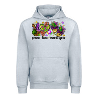 Heather Grey Peace Love Mardi Gras Urban Hoodie - HowdyJamesFarm