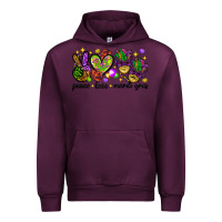 Mauve Wine Peace Love Mardi Gras Urban Hoodie - HowdyJamesFarm