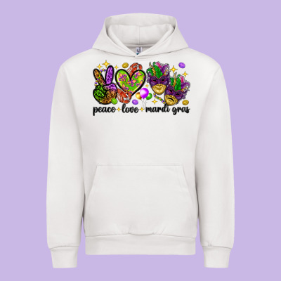 Peace Love Mardi Gras Urban Hoodie Designed By Howdyjamesfarm