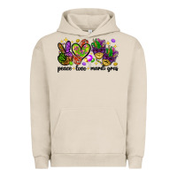 Pigment French Oak Peace Love Mardi Gras Urban Hoodie - HowdyJamesFarm