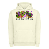 Pigment Pistachio Peace Love Mardi Gras Urban Hoodie - HowdyJamesFarm