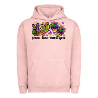 Pigment Salmon Peace Love Mardi Gras Urban Hoodie - HowdyJamesFarm